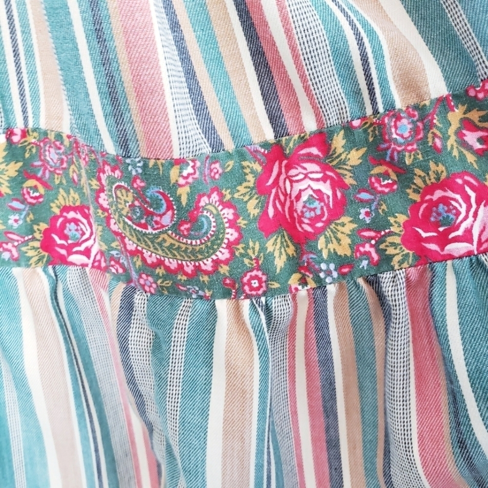 *Last Chance* Vintage Smocked Tiered Floral Midi Dress Boho Cottagecore - Picture 14 of 16